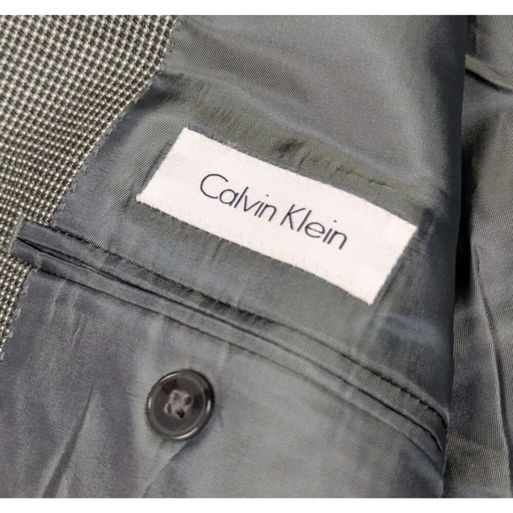Calvin Klein Blazer Sport Coat Suit Jacket Mens 42L Wool Silk 2 Button